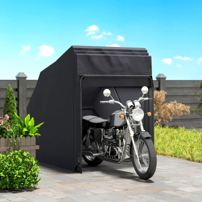 Outsunny Refugio para moto exterior tienda para moto funda protectora en tejido Oxford, 2 ventanas, 345 x 135 x 191 cm, negro
