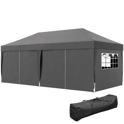 Outsunny Pavillon 6x3m Pliable Robuste avec Fenêtre et Protection UV