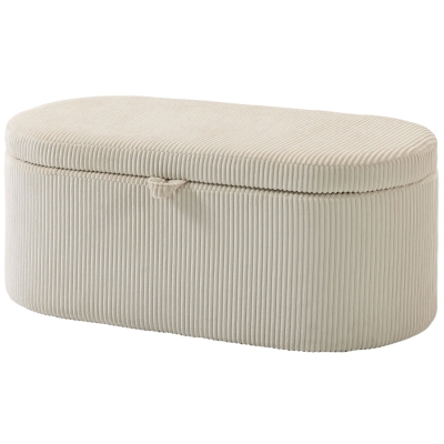HOMCOM Ottomane Rangement Velours Beige 105x51x49cm