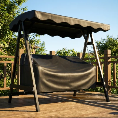 Outsunny Copertura per dondolo da giardino 185cm x 76cm x 81cm Nero