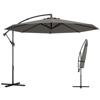 Outsunny Parasol Déporté Ø300cm Réglable UPF30+ Gris
