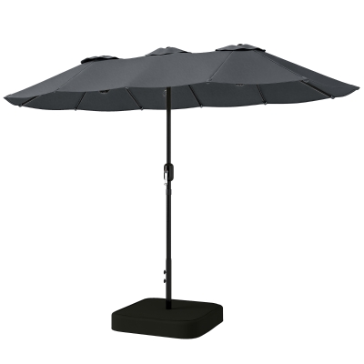 Outsunny Parasol Double 3x1.5m Métal Polyester Gris Foncé