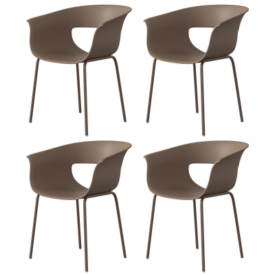 Outsunny Lot de 4 Chaises Jardin Ajourées Métal Café Extérieur