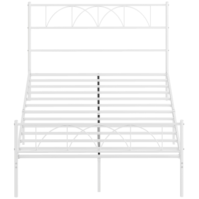 HOMCOM Lit 140x190cm Acier avec Rangement et Tête de Lit