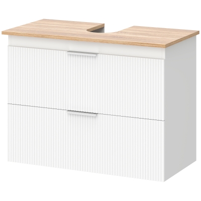 HOMCOM Meuble Bas Salle de Bains 80 cm 2 Tiroirs Blanc