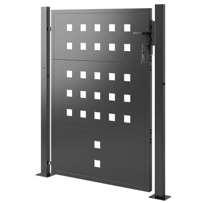 Outsunny Portail Métal Verrouillable 105x130cm Gris Foncé