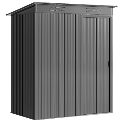 Outsunny Metal Garden Storage Shed Waterproof Light Grey 5x3.5ft