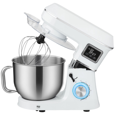 HOMCOM Robot Pâtissier 6L 1400W 6 Vitesses LED Blanc