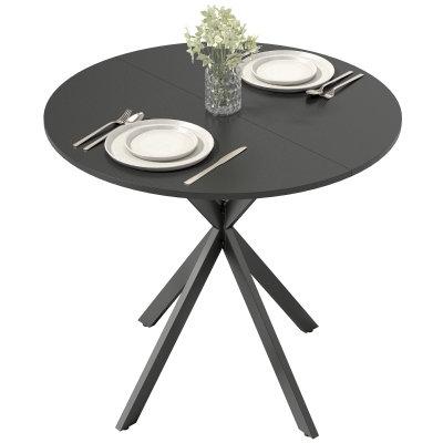 HOMCOM Table Ronde 80cm Panneau de Particules Métal Noir