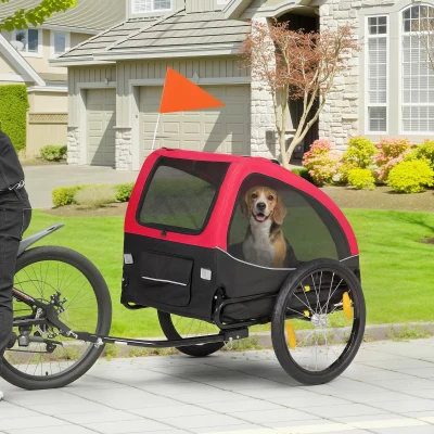 PawHut Remorque Pliable Chiens 20kg Rouge avec Réflecteurs