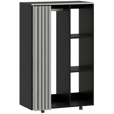 HOMCOM Armadio appendiabiti mobile 80x40x128cm Nero