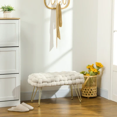 HOMCOM Pufa welurowa, siedzisko, podnóżek, stylowy design