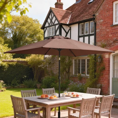 Outsunny Parasol Inclinable 300x200cm avec Manivelle Marron