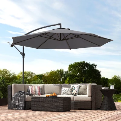 Outsunny Cantilever Parasol with Cross Base Grey 3m