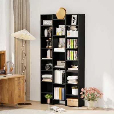 HOMCOM 21-Compartment Bookshelf Black