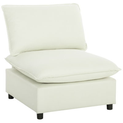 HOMCOM Sillón de salón, sofá 1 plaza moderno sin reposabrazos con asiento ancho, cojines gruesos, 146x85x78cm, crema