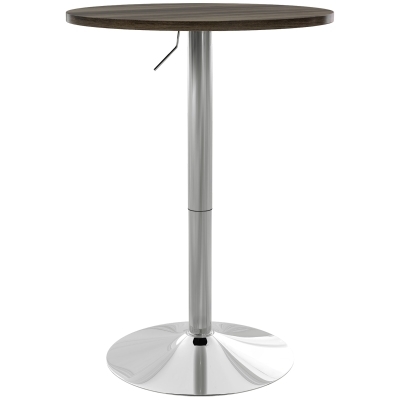 HOMCOM Table Bar Ronde Réglable 2 Pers Plateau Tournant Noyer