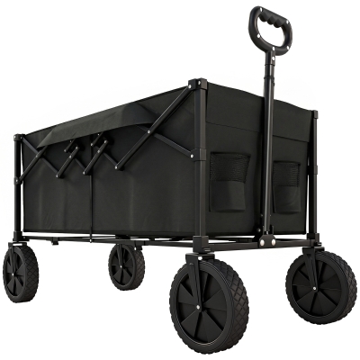 Outsunny Foldable Wagon Cart with Handle Black 95L