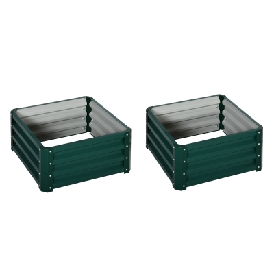 Outsunny Set di 2 aiuole rialzate 60x60x30.5cm Verde
