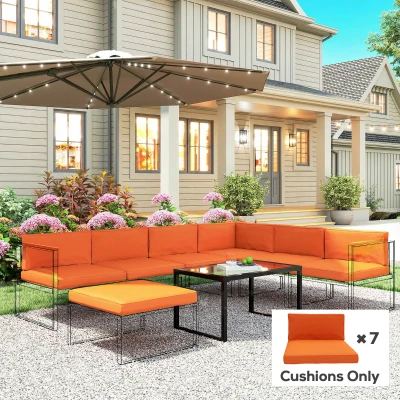 Outsunny Dining Set Cushions 14-Piece Orange