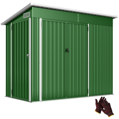 Outsunny Abri Jardin 2,7m² Vert Triple Porte Serrure Ventilation