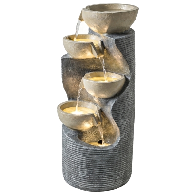 Outsunny Fontaine 5 Niveaux LED Effet Pierre 33x31x80 cm