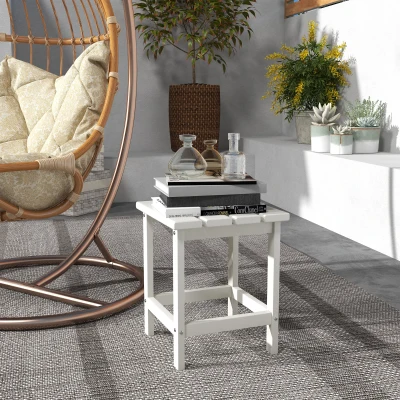 Outsunny Square Coffee Table HDPE Frame Garden 38x38x46cm White