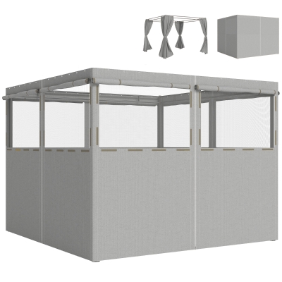 Outsunny 4 panouri laterale pentru pavilion 3x3 m panouri pentru cort cu 8 ferestre protecție UV 30+ impermeabil gri deschis