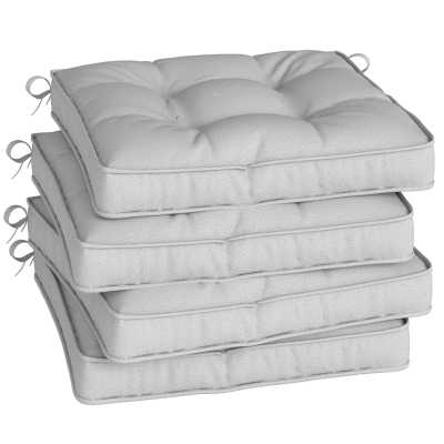Outsunny Set of 4 Dining Chair Seat Cushions Light Grey