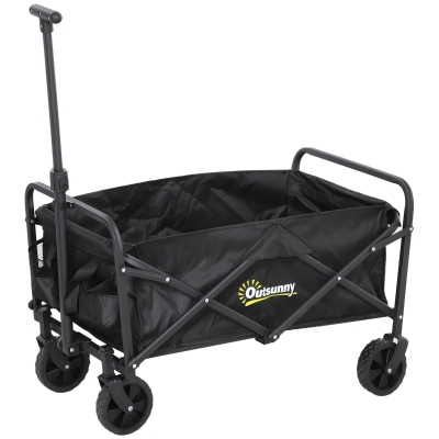 Outsunny Carrello da Giardino 62L Pieghevole 76x48x86 cm Nero