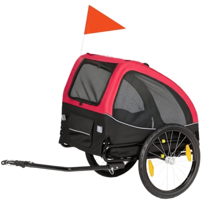 PawHut Remorque Pliable Chiens 20kg Rouge avec Réflecteurs