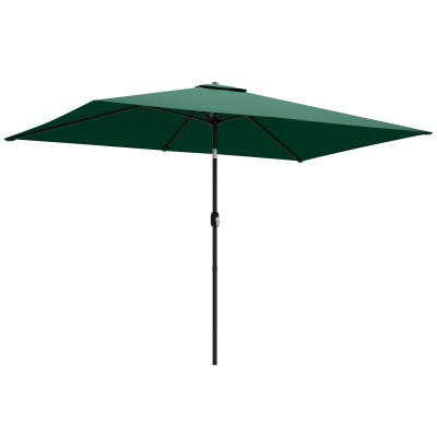 Outsunny Garden Parasol Tilt Crank Polyester Canopy Green