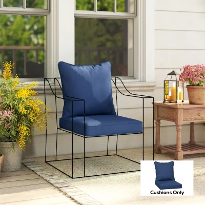 Outsunny Seat & Back Padded Cushion Set Dark Blue
