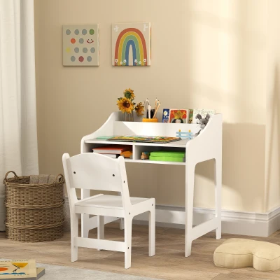 AIYAPLAY Set scrivania e sedia per bambini 60x48x68cm Bianco