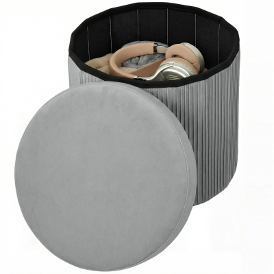 HOMCOM Pouf Pliable Velours 35L 38x38x38 cm Gris Foncé