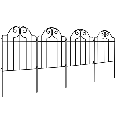 Outsunny Clôtures Métalliques Jardin 125x57cm Arqué Noir Ensemble 4
