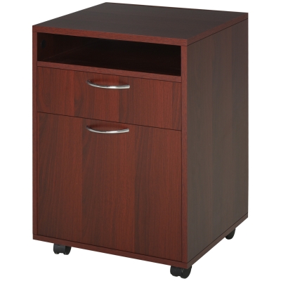 HOMCOM Caisson Bureau Mobile Tiroirs Porte 40x35x60cm Marron
