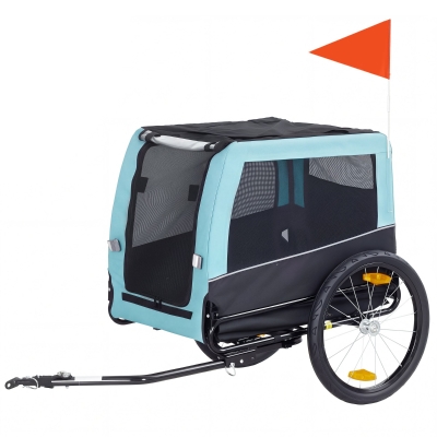PawHut Remorque Vélo Pliable Chien 20kg Bleu avec Réflecteurs