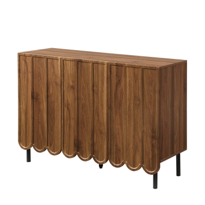 Credenza moderna con 9 ante ondulate, Marrone