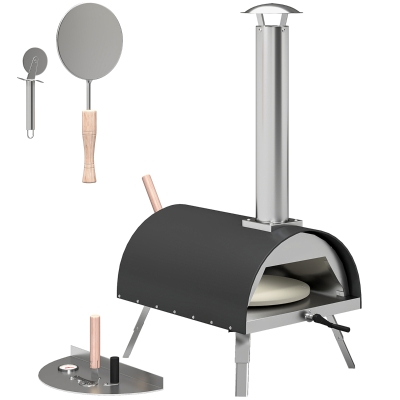 Outsunny Wood-Fired Pizza Oven w/ 12" Stone Black