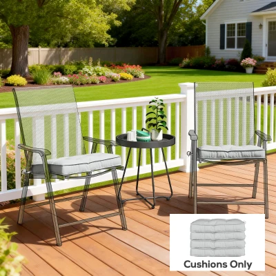 Outsunny Set of 4 Dining Chair Seat Cushions Light Grey