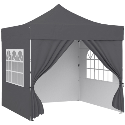 Outsunny Pop Up Gazebo Heavy Duty Tent Dark Grey 3x3m