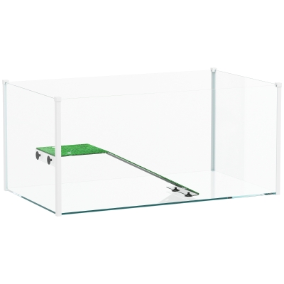 PawHut Aquarium Tortues 60x35x28 cm avec Rampe et Plateforme