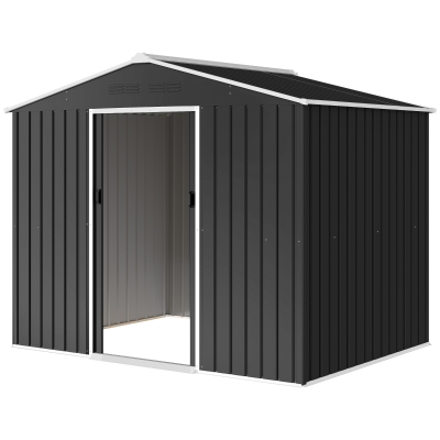 Outsunny Abri de Jardin Acier 2.3x1.7m Gris Foncé Aérations