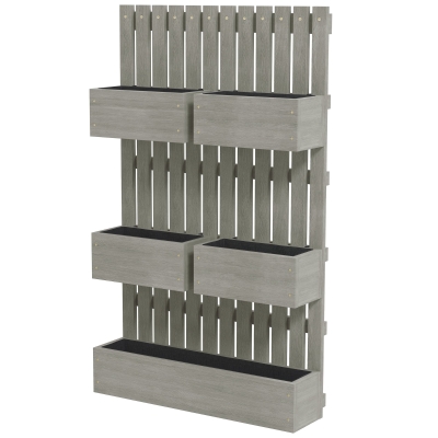 Outsunny Bac Surélevé Bois avec Treillis et Serre 60x16x100cm Gris