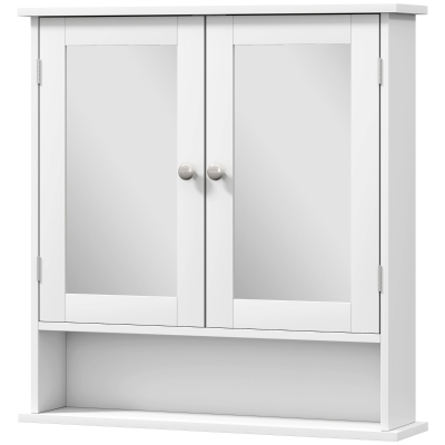 kleankin Armoire Murale Salle de Bains 2 Portes Miroir Blanc