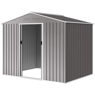 Outsunny Abri de Jardin 2,3x1,7m Acier Effet Bois Double Porte