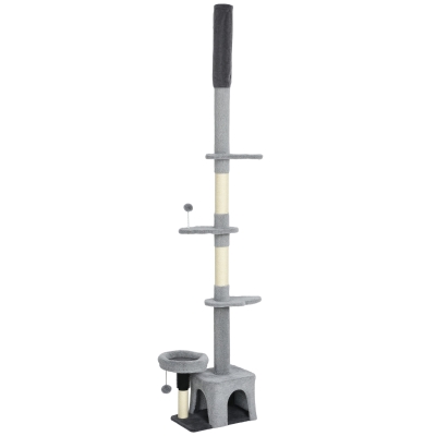 PawHut Albero per gatti 48x30x255cm Grigio