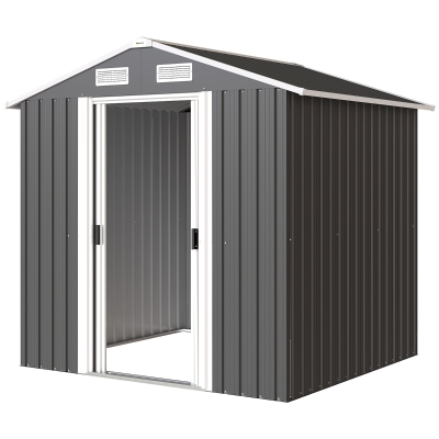 Outsunny Abri de Jardin Acier 2 Portes Coulissantes Noir 2.6m²