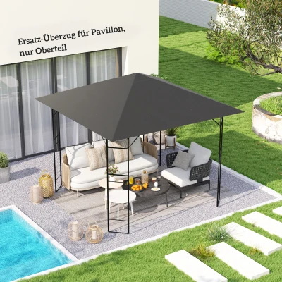 Outsunny Toit Remplacement Pavillon 3x3m Tissu Oxford Gris